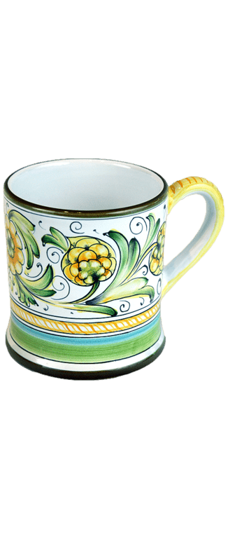 Ceramic Majolica Coffee Mug Cup Peacock Green Large
